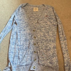 Light blue and white cardigan